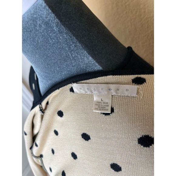 Belford, 100% Silk, Matching Sweater and Cardigan, Black and Beige, Small - Picture 6 of 9